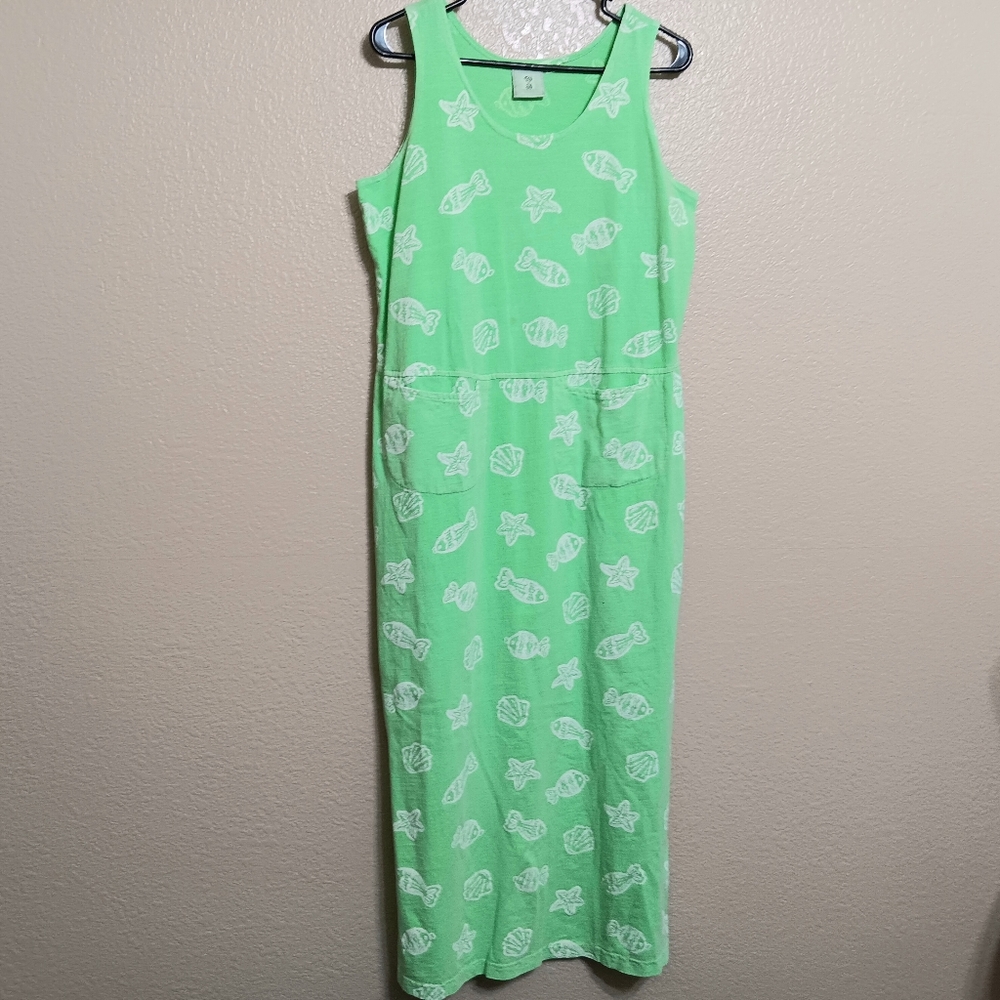 By JJ Green White Fish Starfish Knit Cotton Maxi Dress